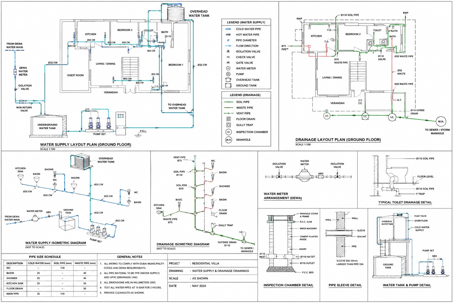 Water Supply & Drainage Drawings